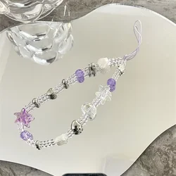 Cadena para teléfono móvil estrella de mar púrpura y tulipán