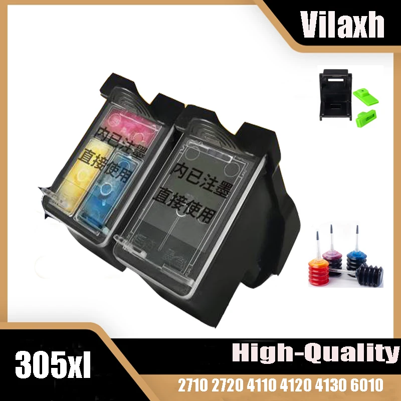 Vilaxh-cartucho de tinta 305 XL 305xl, recambio Compatible con HP 305, HP305, Hp305xl, HP DeskJet 2710, 2720, 4110, 4120, 4130, 6010