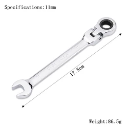 Llave Carraca 11mm con Cabeza Flexible y Acabado Espejo