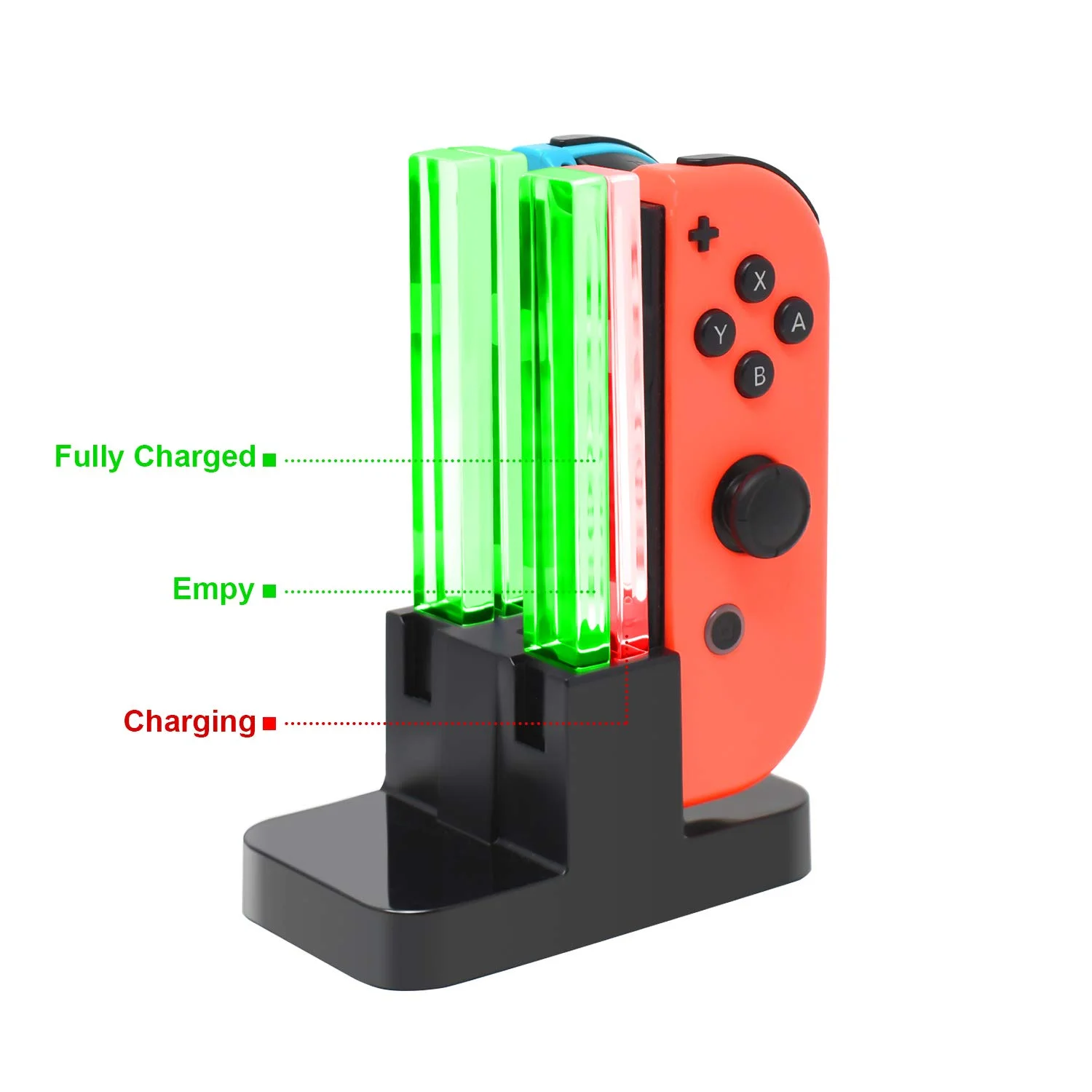 Soporte de cargador LED 4 en 1, soporte de base, mango de juegos, controlador, soporte de cargador con USB para NintendoSwitch, accesorios Joy-con - imagen 3