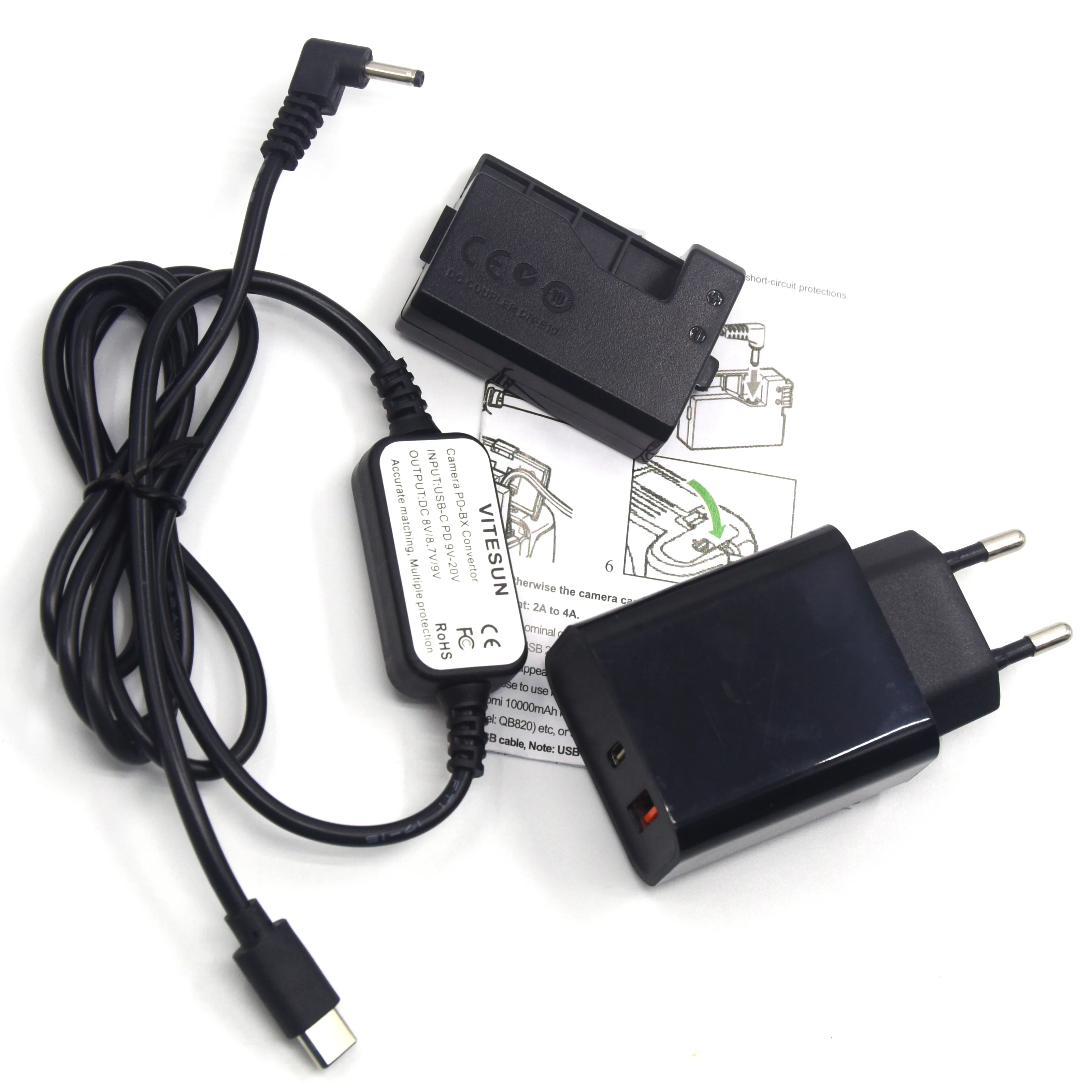 Batería simulada DR-E10 LP-E10 + cargador PD de 18W tipo C + Cable USB C CC para cámara Canon EOS 1200D 1300D 1500D X90 X80 X70 X50 T5 T6 T7 - imagen 4