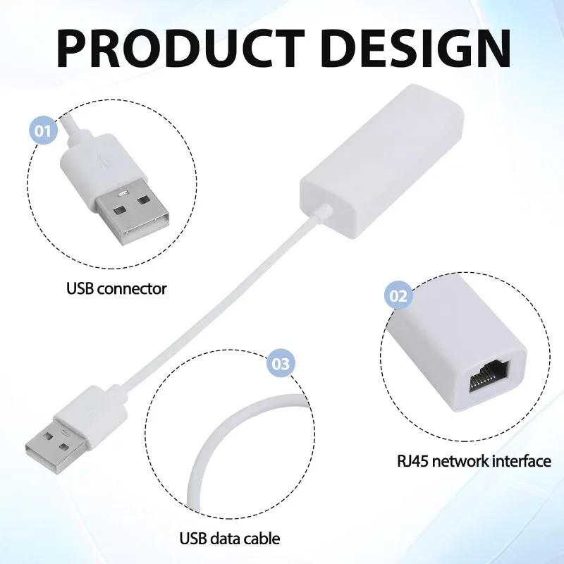 Adaptador de red de tarjeta de red sin controlador USB a RJ45 100M, Compatible con ordenadores, teléfonos y cajas de TV, adaptador USB 2.0