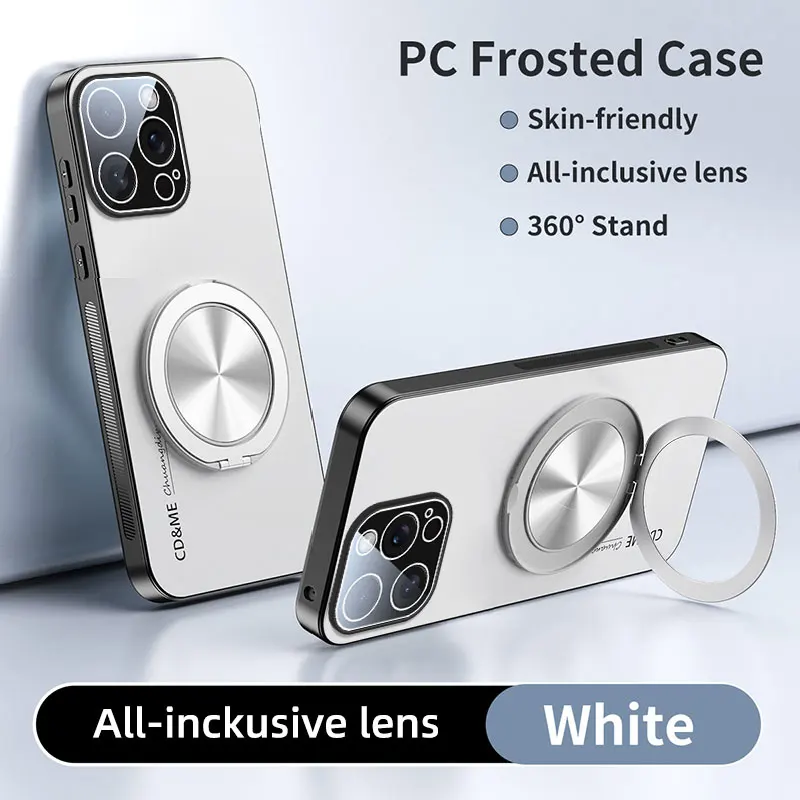 Funda mate AG de lujo para iPhone 17 Air 16 15 14 13 Pro Max 16Pro PC magnética esmerilada soporte de 360 grados cubierta protectora
