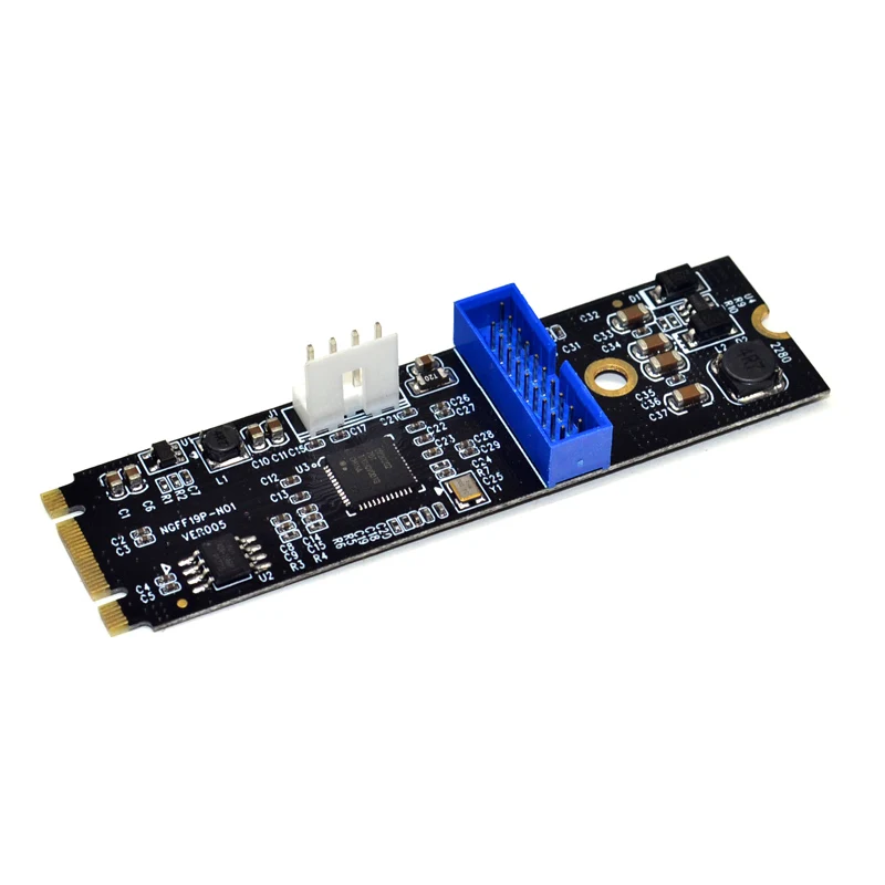 Adaptador M.2 B + M Key NVME PCIe a 19 pines, tarjeta de expansión, elevador de energía de 4 pines, convertidor NVME a USB3.0 de 19/20 pines, tarjeta adicional para escritorio - imagen 3
