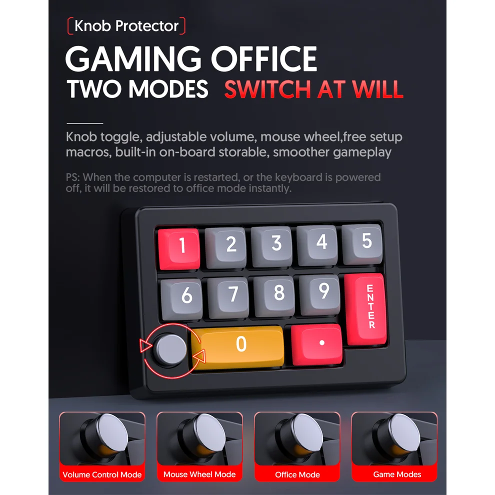 Mini teclado mecánico Macro USB para jugar de 12 teclas, teclado de programación con perillas, teclado retroiluminado con LED RGB, soporte Macro con una sola mano - imagen 5