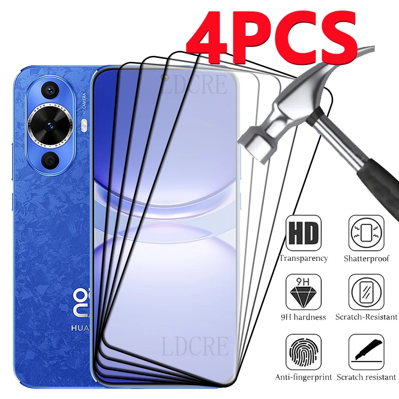 Protector de pantalla de vidrio templado para Huawei Nova 12S, pegamento de cubierta completa, 9H, 4 unidades - imagen 2