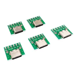 Conector USB-C Hembra a DIP para PCB, Adaptador de Soldadura