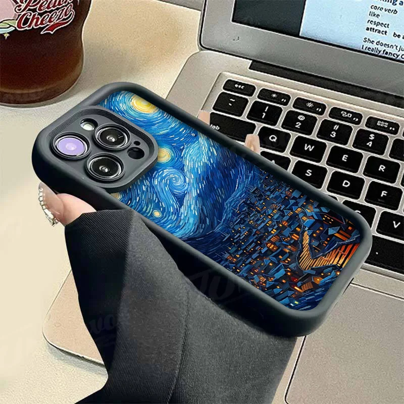 Funda con pintura al óleo de cielo estrellado Van Gogh para Xiaomi Redmi Note 13 12 11 Pro Plus 12S 11S 10S 10 9 9S 8 12C 13C TPU cubierta protectora - imagen 5