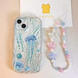 Funda para iPhone con cadena y lazo, diseño de medusas y mariposa