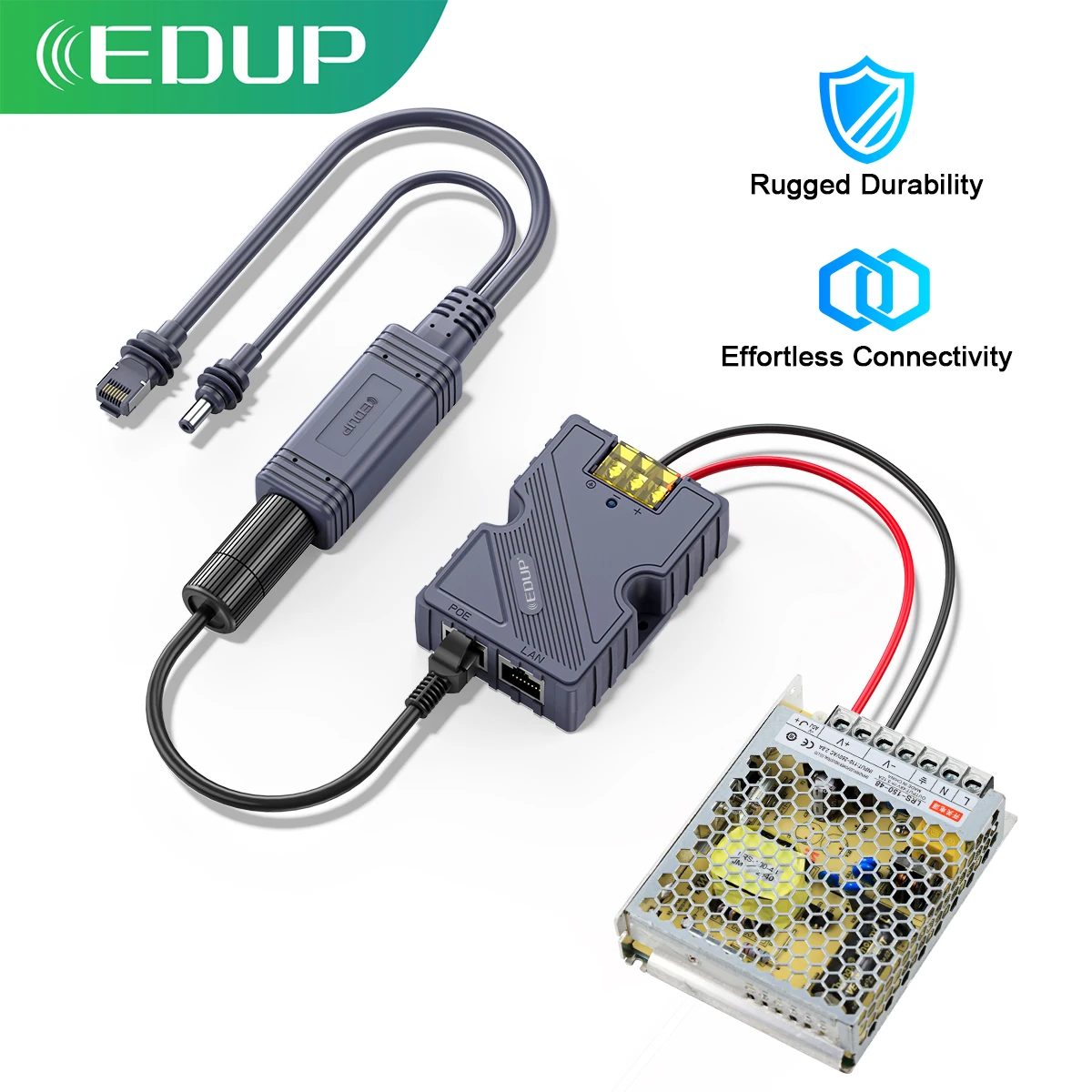 EDUP SK0090 Starlink Mini Poe 150W GigE protección ESD pasiva 12V Mini adaptador Starlink divisor AC 180-260V a 48V/3A de alimentación