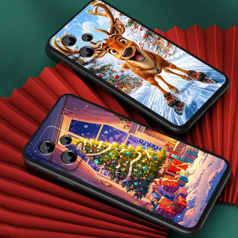 Funda de teléfono con diseño de ciervo luminoso, regalo de Navidad para Xiaomi Redmi Note 14, 13, 12, 12S, 11E, 11S, 11T Pro Plus, 4G, 5G, funda negra suave de TPU - imagen 5
