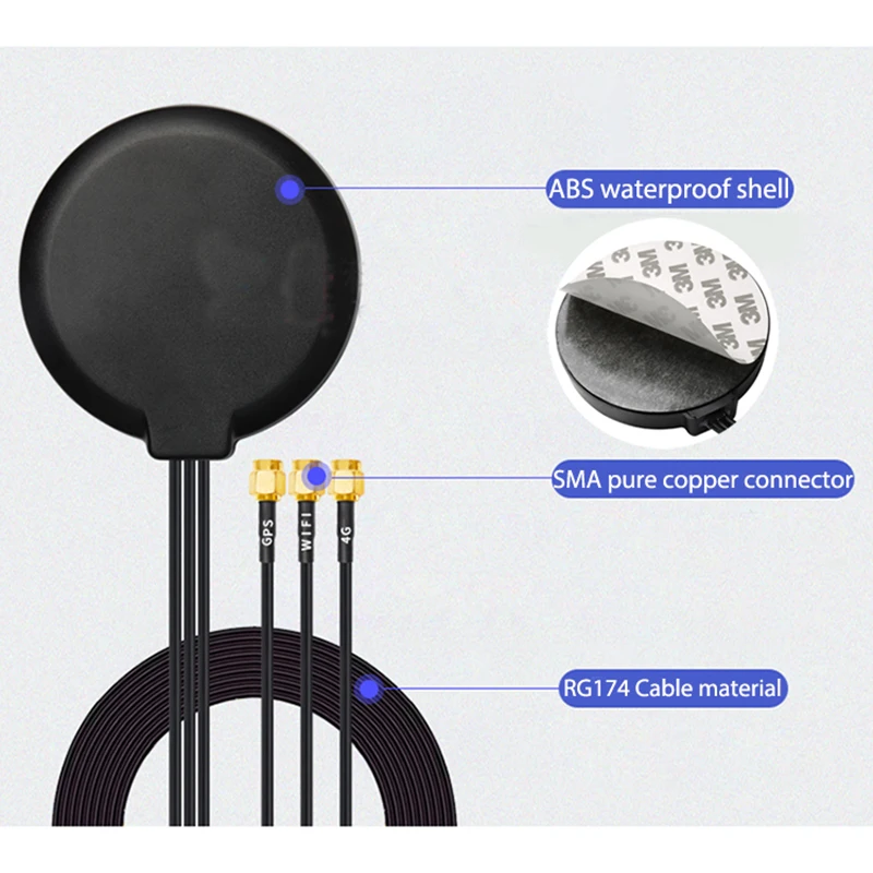 Amplificador de antena de posicionamiento de gabinete impermeable al aire libre, 4G + GPS + WiFi, antena combinada de tres bandas, 5/5/28dBi, aumento de señal de largo alcance - imagen 4