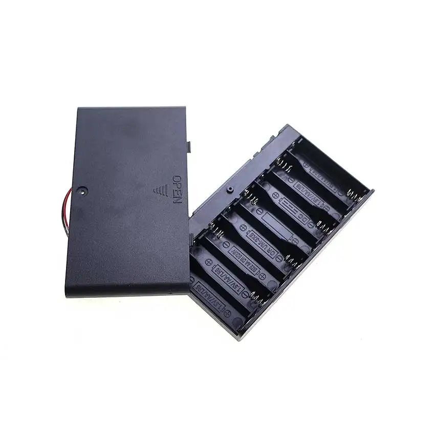 Soporte de batería AA JCD de 8 ranuras con DC 5,5*2,1 PH2.0 XH2.54 SM Dupont Terminal caja de almacenamiento de batería con cable conductor con interruptor y cubierta - imagen 3