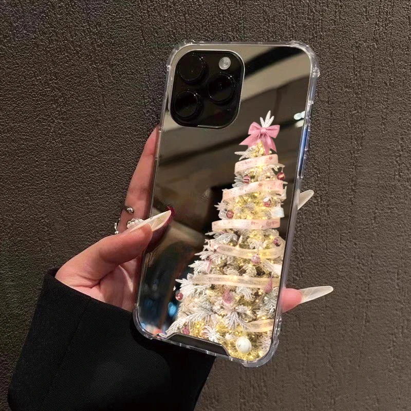 Funda de teléfono acrílica con diseño de árbol de Navidad para iPhone 17 Pro Max 16 15 14 13 12 11 17 Air XS X XR 7 8 Plus