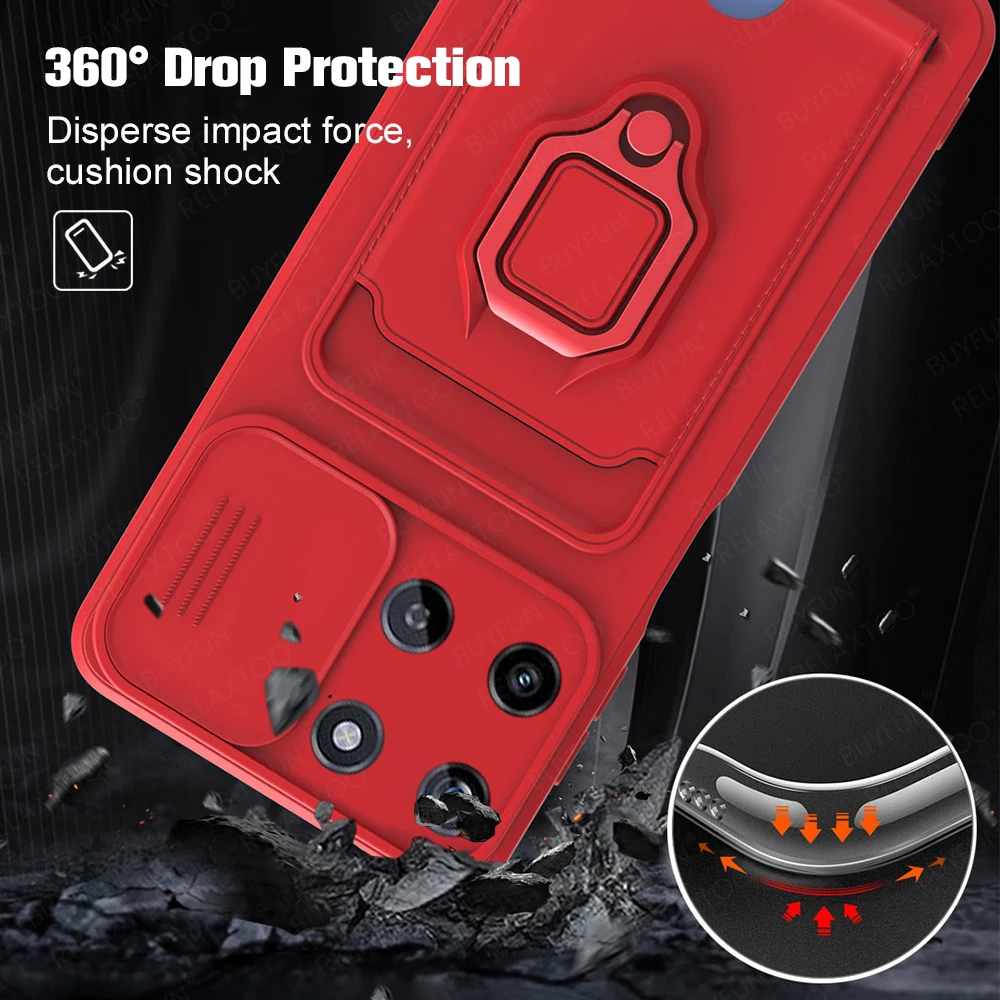Funda protectora deslizante para cámara, carcasa a prueba de golpes, anillo magnético, soporte con ranura para tarjeta, TPU, suave, para Realme 11 4G - imagen 4