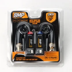 Balun BNC CCTV 8MP para Par Trenzado AHD/CVI/TVI