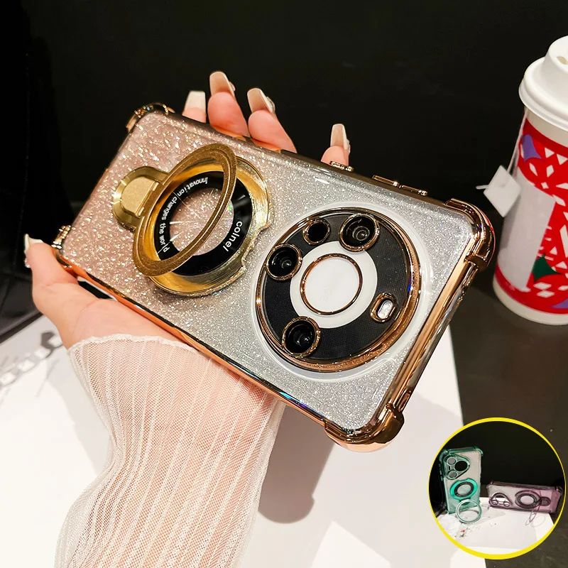 Funda de teléfono con soporte magnético Magsafe para Huawei Mate 60 50 40 30 Pura70 Pura 70 Pro, cubierta protectora de lente Ultra