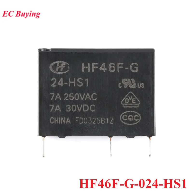 10 uds/1 unidad HF46F relé HF46F-G 005-HS1 012-HS1 024-HS1 024-HS1T 5VDC 12VDC 24VDC DC 5V 12V 24V normalmente abierto 7A 4PIN Power Rele - imagen 4