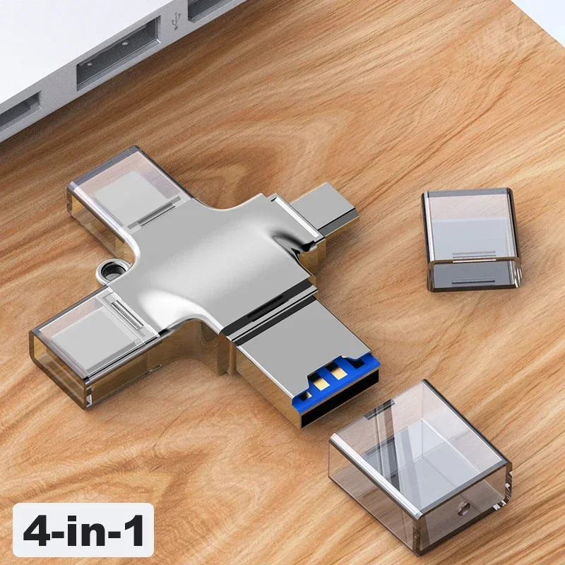 Adaptador USB C OTG 4 en 1 USB 3,0 a USB-C Micro USB tipo C Lightning ordenador tableta lector de tarjetas USB