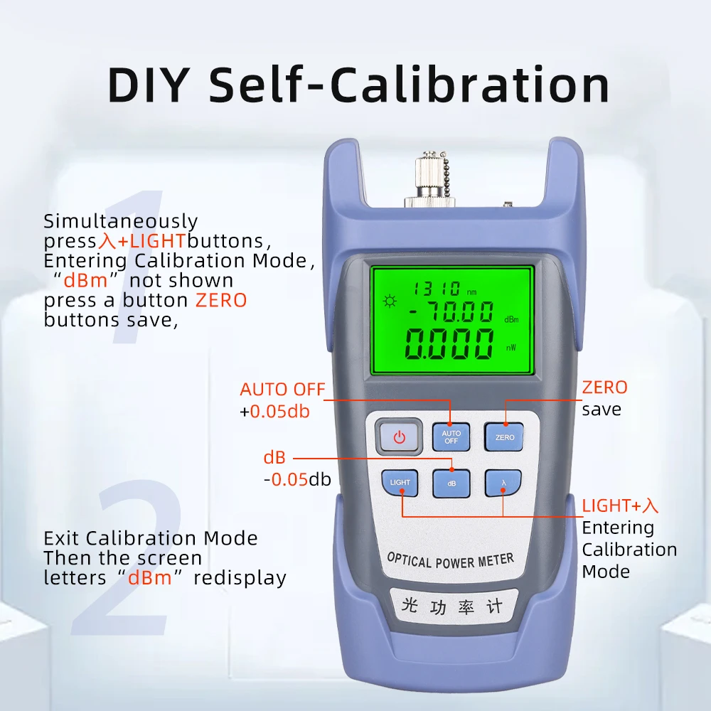 Medidor de potencia de fibra óptica, máquina todo en uno de luz roja, fuente de luz roja de 10MW, bolígrafo de luz roja de 10km, probador de atenuación de luz - imagen 3