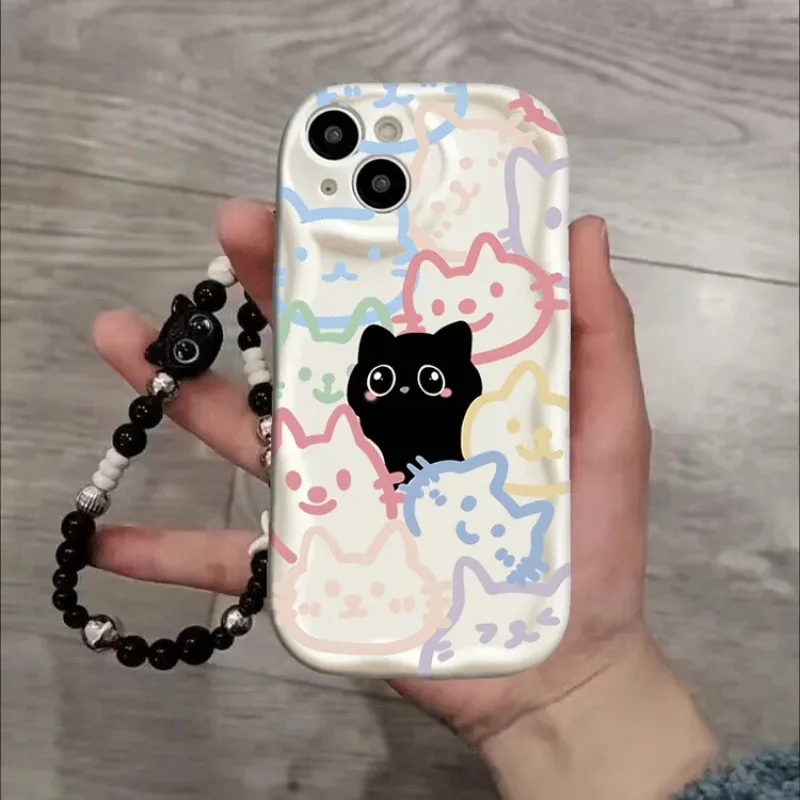 Funda con cadena y pulsera de gato para Xiaomi 15T POCO X7 Pro X6 X5 F3 F4 M3 M4 M6 F6 F7 Pro X3 GT 15 Ultra 12 11 Lite 5G NE 12T Couqe - imagen 3