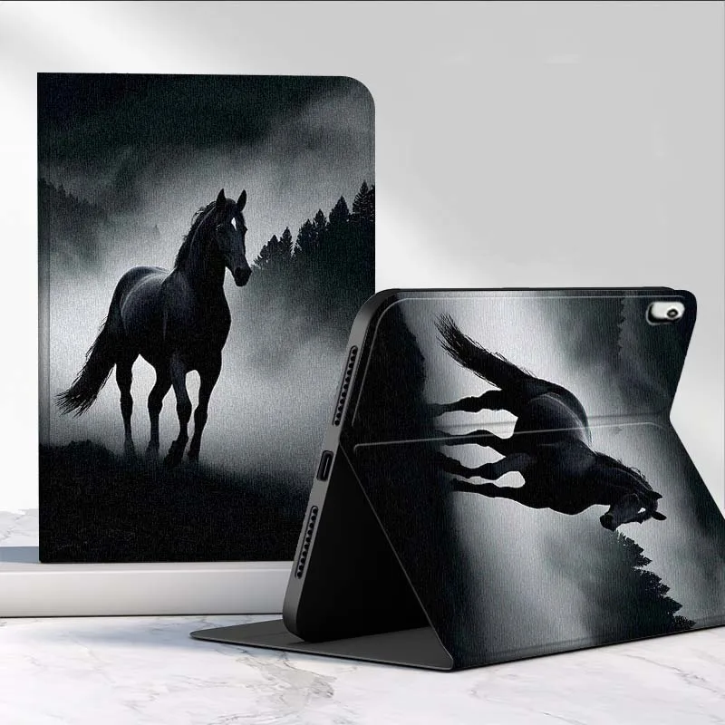 Patrón de arte del caballo oscuro para iPad Pro Mini 1 2 3 4 5 6 7 7ta generación 12,9 10,5 13 11 7,9 8,3 M4 pulgadas funda para tableta - imagen 2