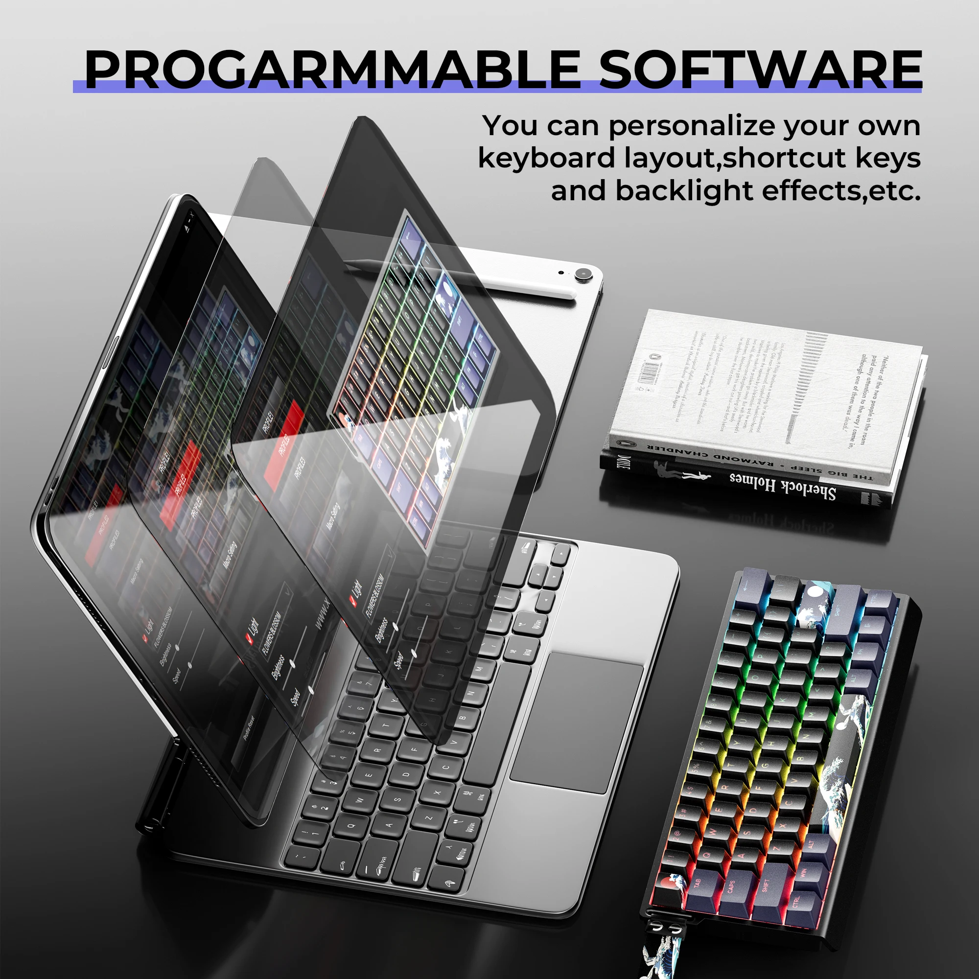 XVX H61 Kanagawa CNC aluminio 60% Teclado mecánico con cable interruptores de intercambio en caliente RGB completo con teclas PBT - imagen 5