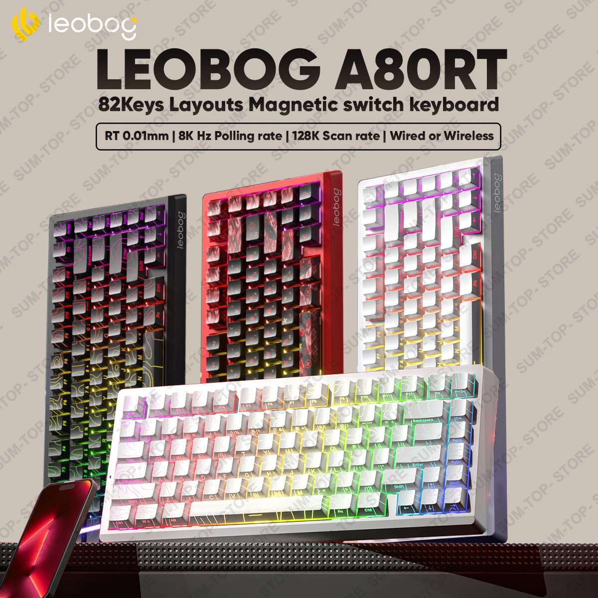 LEOBOG A80RT VS TAC75 HE Wireless Magnetic Gaming Mechanical Keyboard 75% Bluetooth Rapid Trigge 8K RGB Hotswap Gamer Keyboard