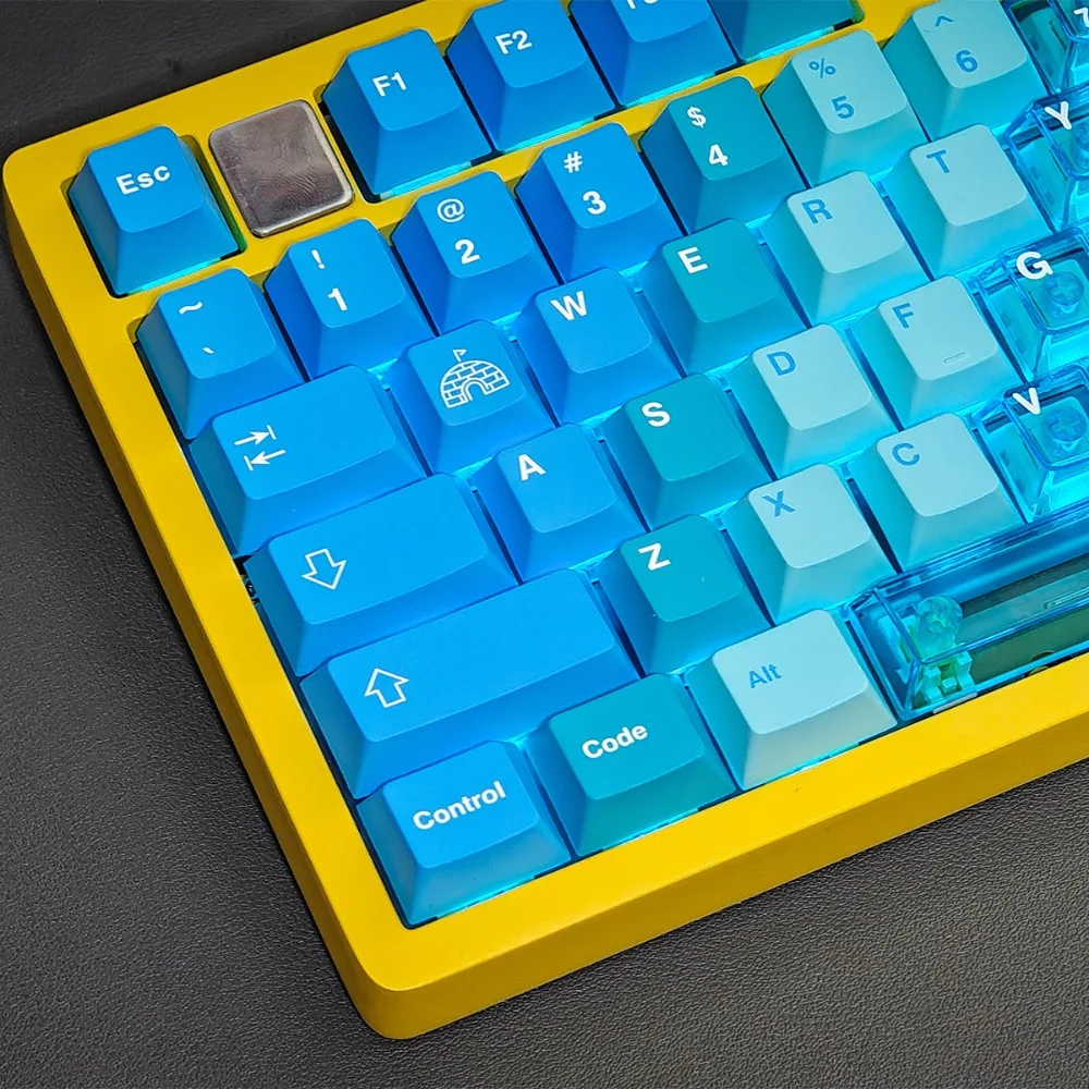 Juego de teclas personalizadas Snow Mountain gradiente azul rosa PBT 35 teclas Artisan Cherry Proflie KeyCaps teclado mecánico accesorio de juego - imagen 3
