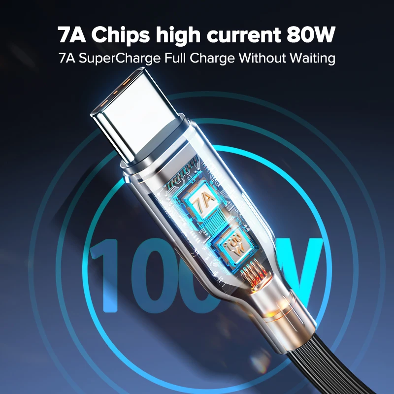 QOOVI-Cable de datos de carga rápida QC3.0, cargador de USB-C para Xiaomi, Samsung, Huawei, OnePlus, Poco F3, 3M, 7A, USB tipo C - imagen 3