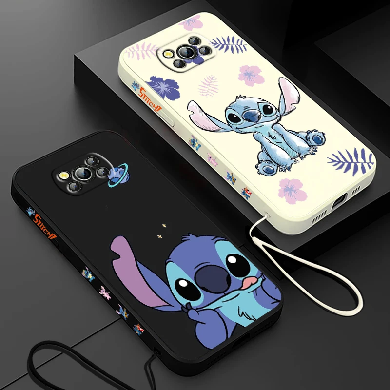 Lilo And Stitch-funda de teléfono para Xiaomi Poco, protector para X4, X3, F4, NFC, M6, M4, M3, GT S Pro, 4G, 5G, cuerda líquida izquierda - imagen 2