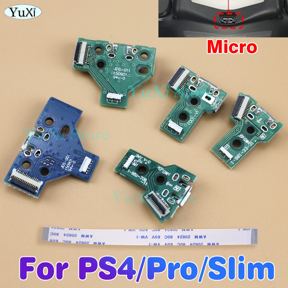 Para PS4 Pro Slim USB Micro placa de carga puerto Jack Socket 12 pines 14 pines Kit de Cable de cinta flexible para JDM JDS-001/011/030/040/050/055