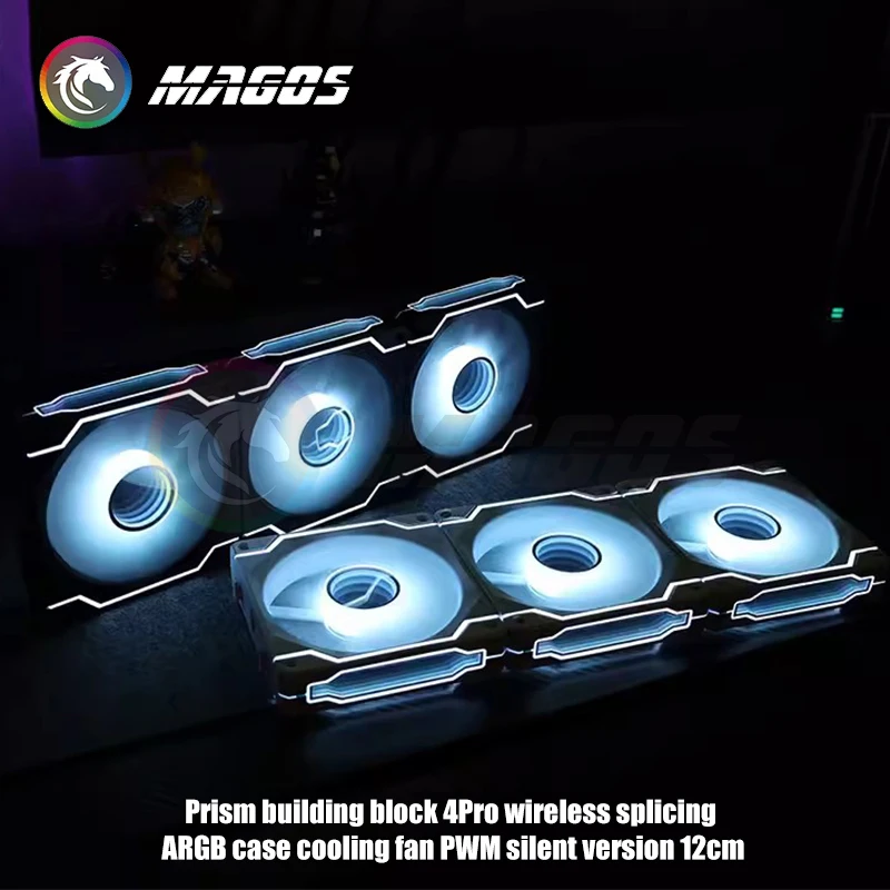 Kit DE VENTILADOR Uni RGB para carcasa de ordenador, radiador de refrigeración por agua silencioso conectado inalámbrico Universal ARGB, paquete Triple, 12cm - imagen 5