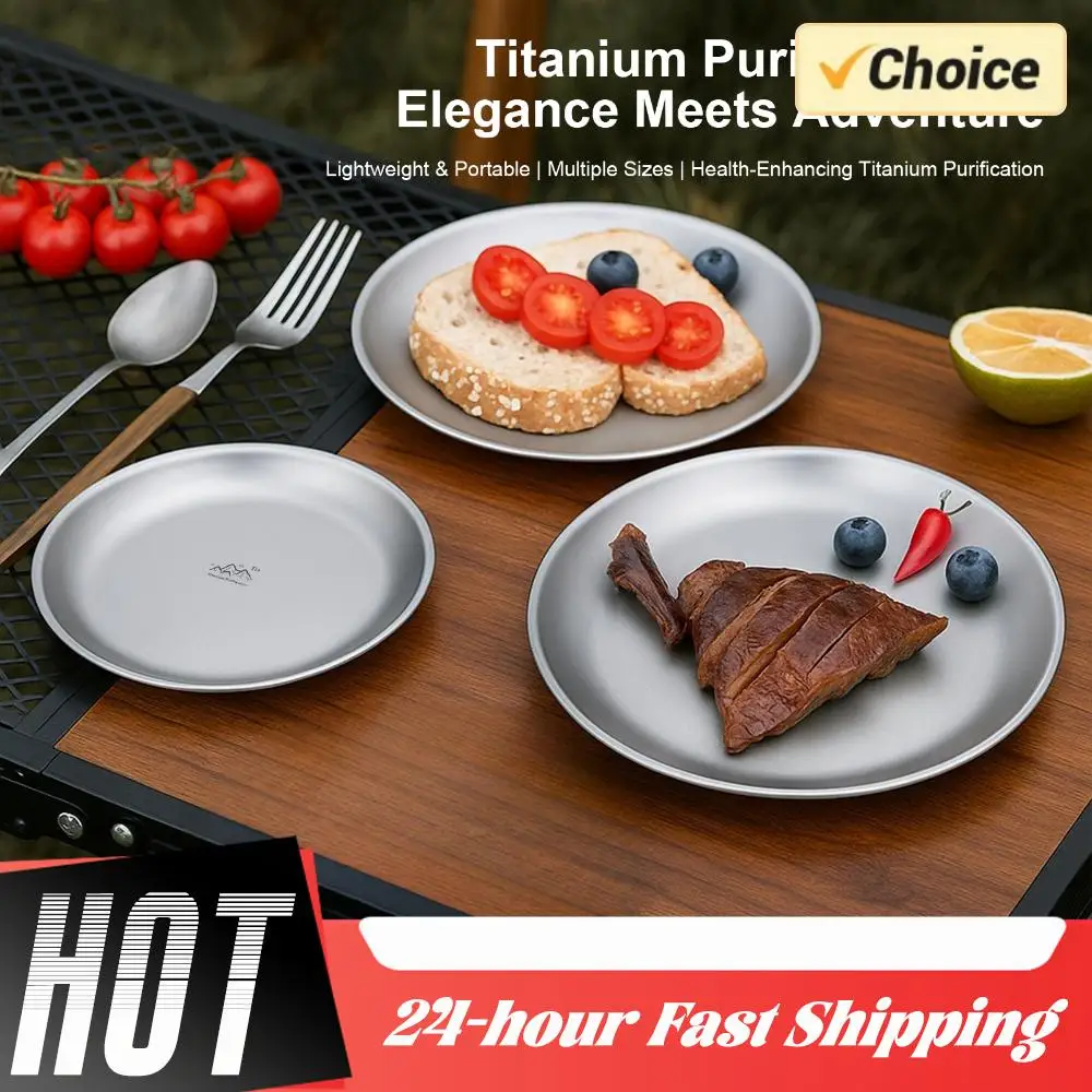 Plato de titanio portátil para viaje, platos para cenar ensalada y Pasta, platos para acampar, bandeja de comida para el hogar, vajilla para senderismo y mochilero, 1/3 Uds. - imagen 2