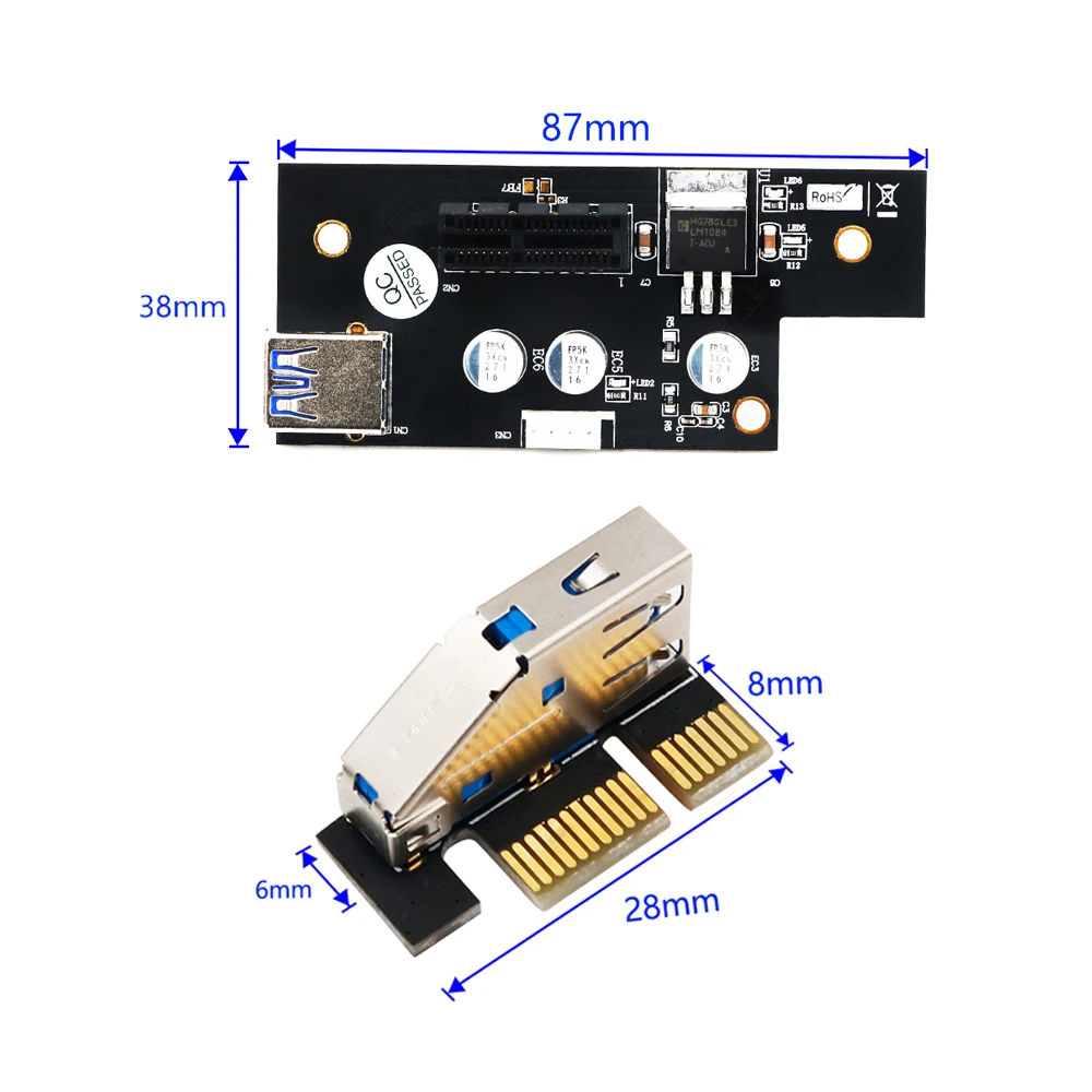 Tarjetas adicionales H1111Z, extensor PCI-E X1, PCIE Riser, USB 3,0, PCI-E Riser, PCI Express, Cable de tarjeta elevadora para tarjeta gráfica de red - imagen 5