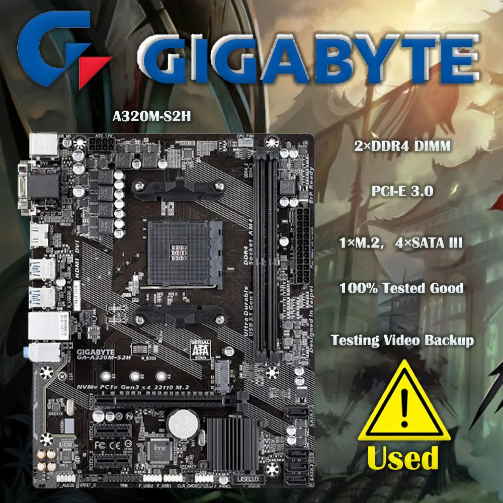 Gigabyte GA-A320M-S2H Original nueva placa base AMD Socket LGA 1151 DDR4 USB3.0 SATA3.0 VGA + DVI + HDMI