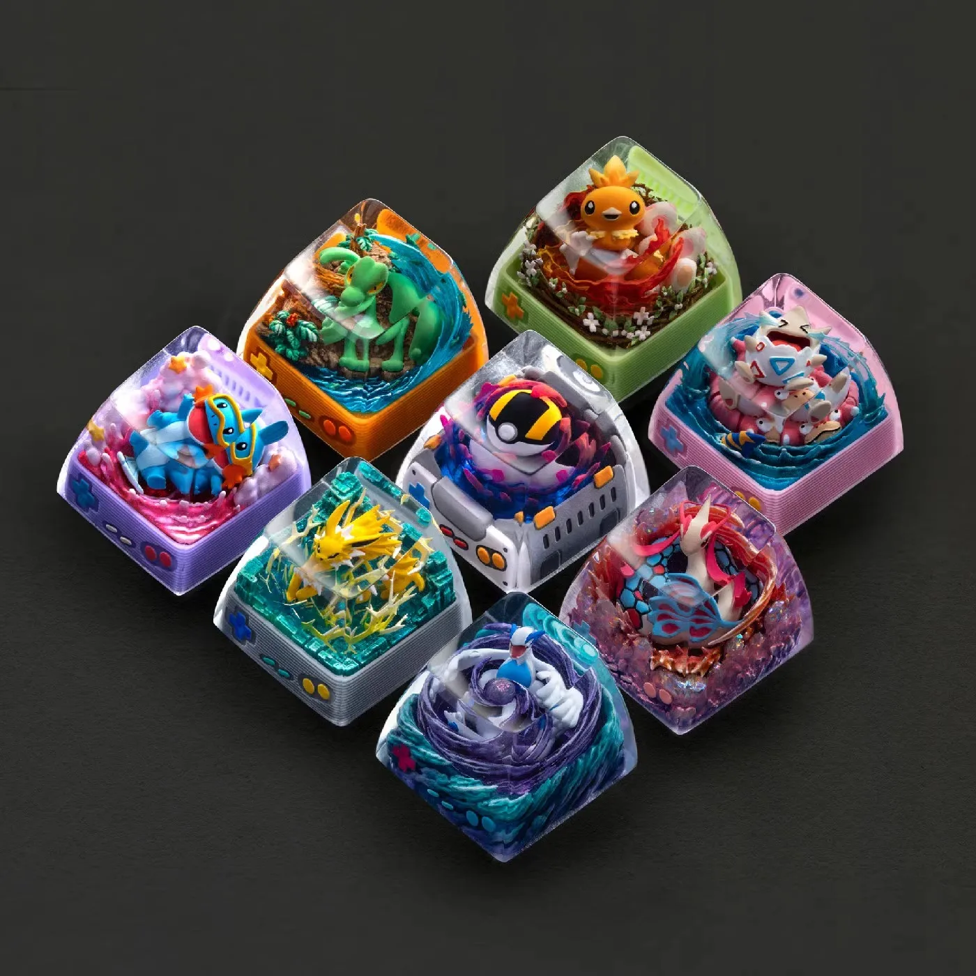 Pokemon Psyduck Lugia resina Keycap personalizado translúcido Teclado mecánico DIY teclas tapas accesorios de teclado Anime Cap regalos