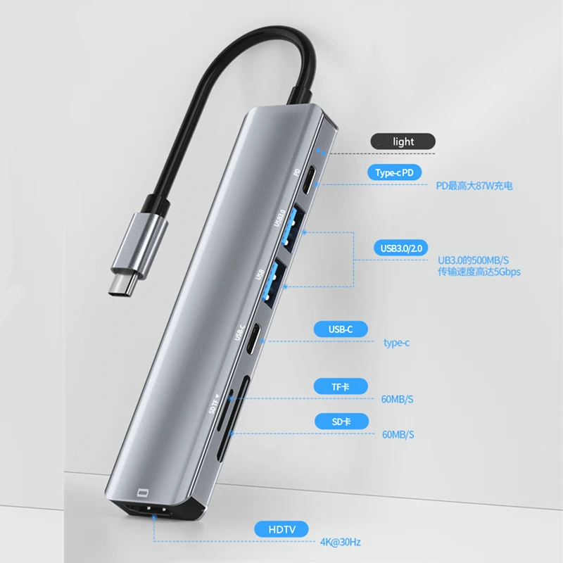 Hub Multipuerto USB-C HDMI 4K Lector SD TF Carga PD 100W - imagen 5