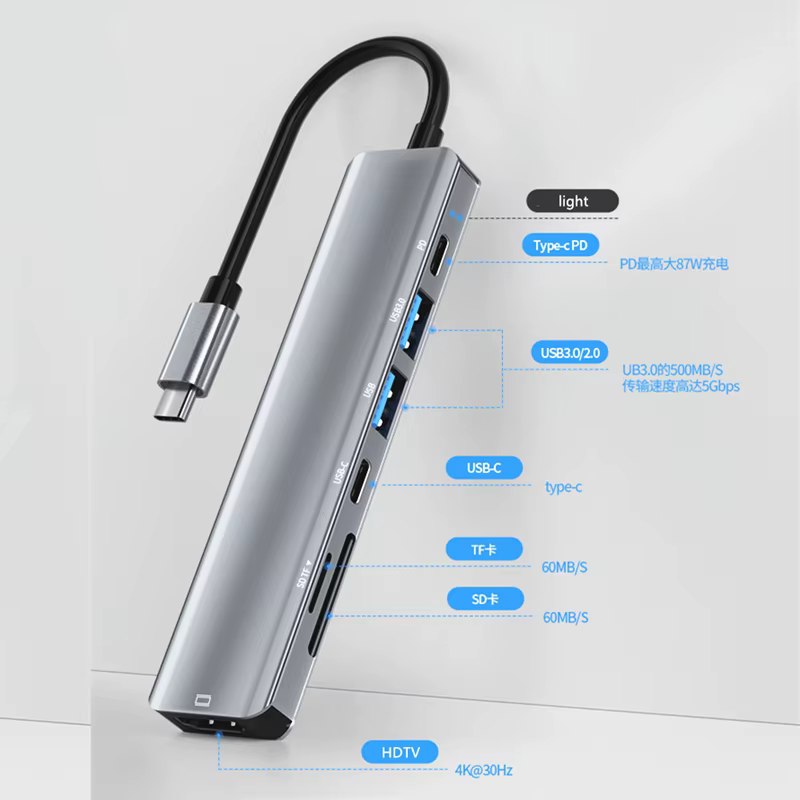 Hub Multipuerto USB-C HDMI 4K Lector SD TF Carga PD 100W - imagen 5