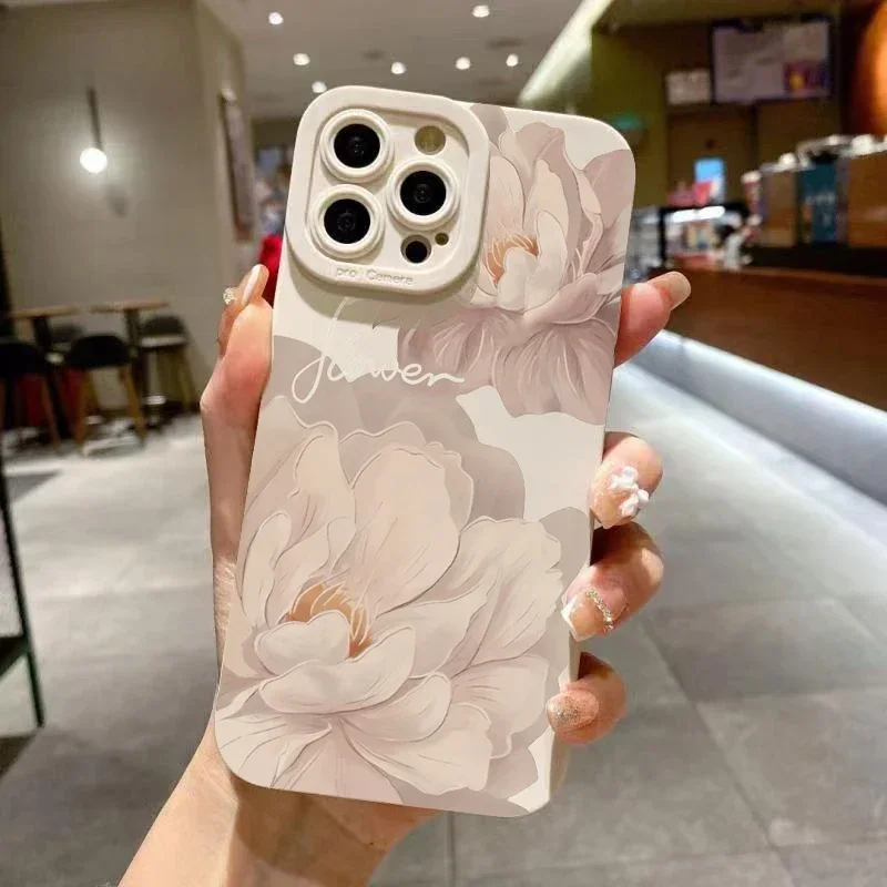 Funda de teléfono con pintura al óleo Floral para iPhone 15 Pro Max, fundas para iPhone 11 12 13 14 16 XS X XR 7 8 Plus, cubierta de parachoques mate a prueba de golpes - imagen 2