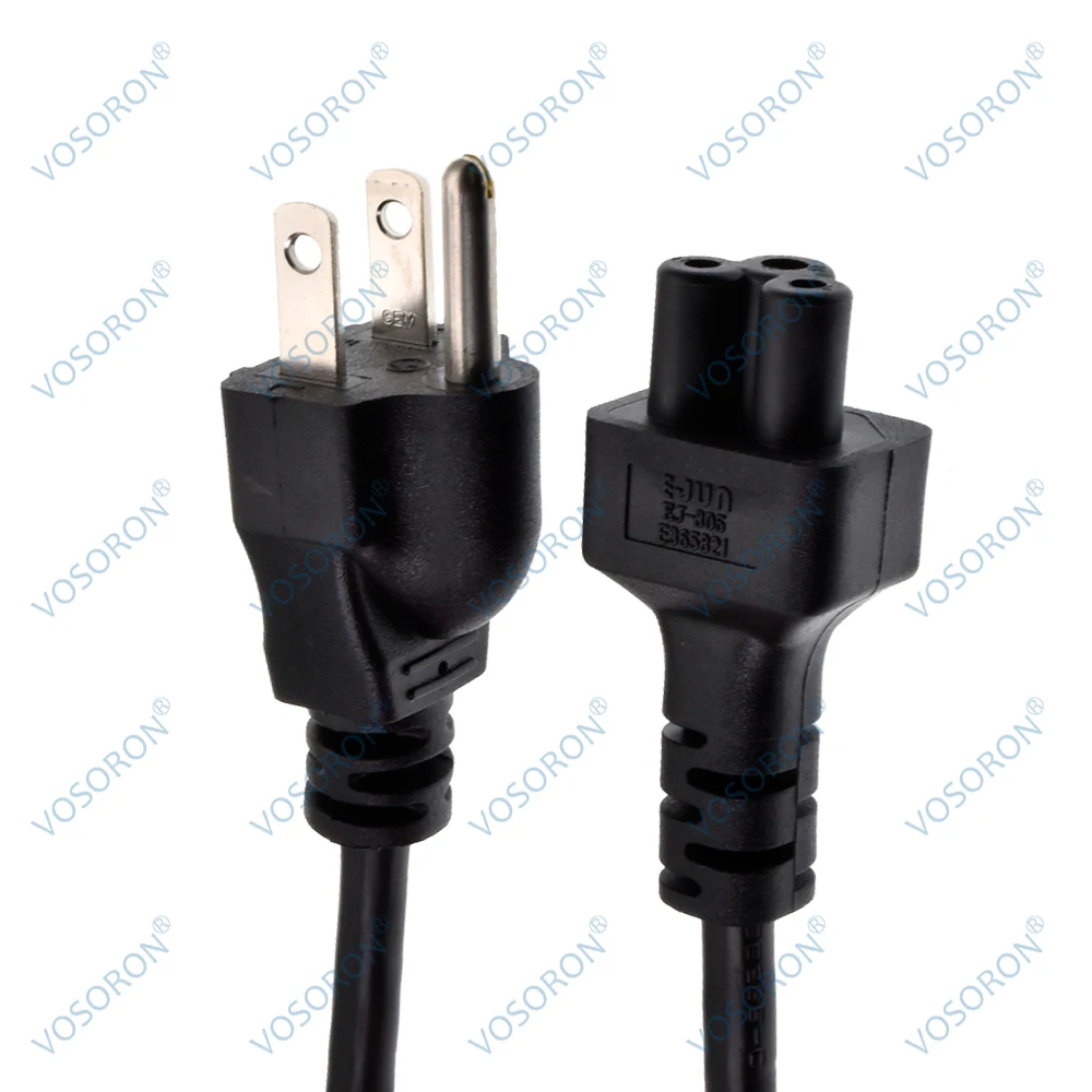 Cable de alimentación de CA de 3 clavijas, cable de repuesto de alimentación para computadora portátil Nema 5-15P macho a IEC 320 C5 hembra de 3,3 pies para computadora portátil - imagen 2