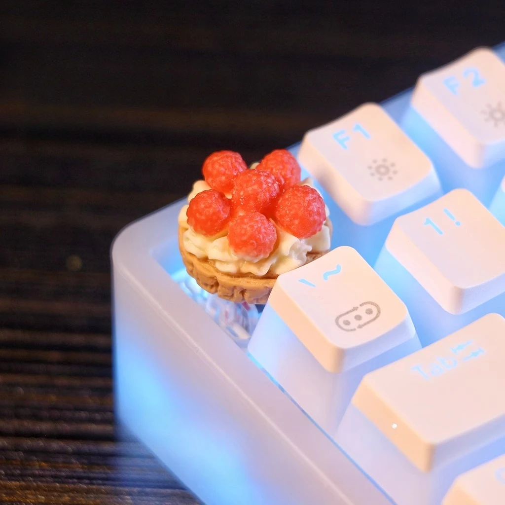Juego de teclas con tema de pastel Yangmei, teclas artesanales de resina 3D, teclas originales personalizadas hechas a mano para accesorios de teclado mecánico