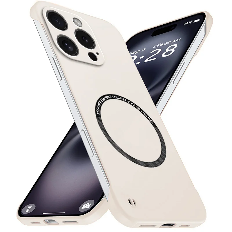 Funda magnética delgada para iPhone 15 Plus Pro Max, funda de teléfono sin marco, cubierta dura mate antiarañazos, armadura a prueba de golpes sin bordes para iPhone15