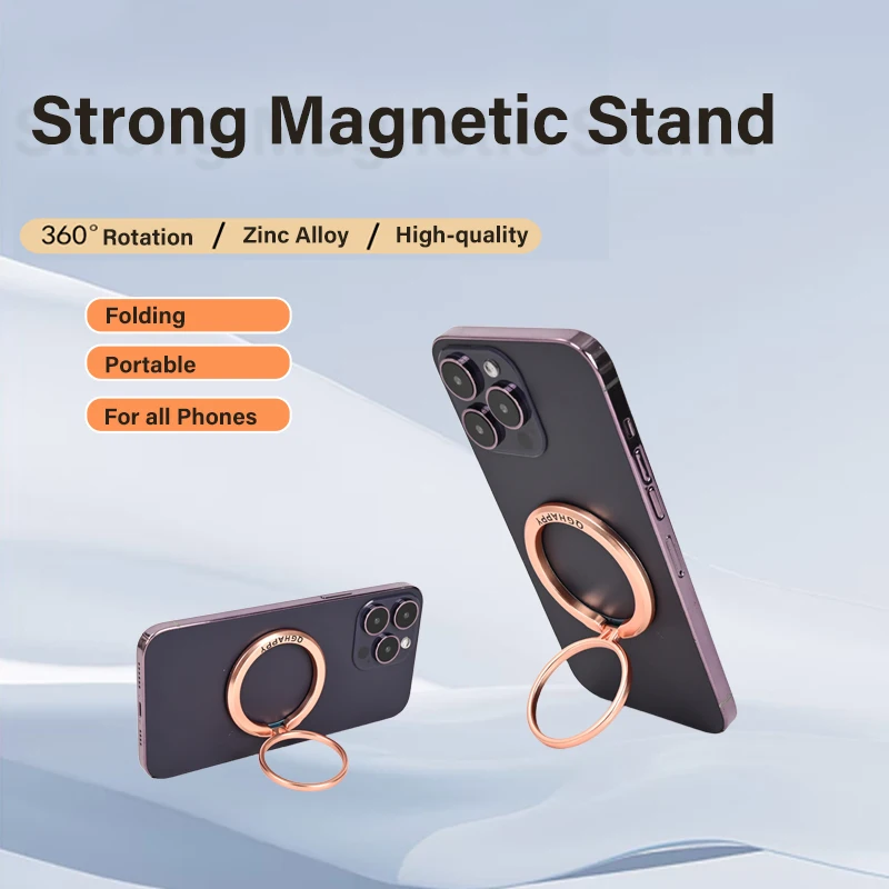 Soporte de teléfono con anillo magnético para teléfono móvil portátil MagSafe, soporte plegable con imán, soporte de agarre extraíble para soporte de iPhone - imagen 2