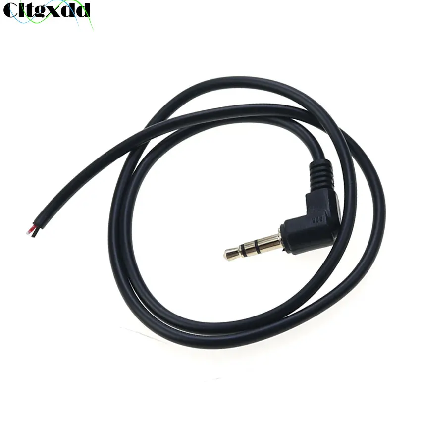Cltgxdd-auriculares estéreo de 3 polos de 3,5mm, enchufe macho con Cable de 90 grados, adaptador de conector de Audio negro, longitud: 50/95cm, necesita soldar
