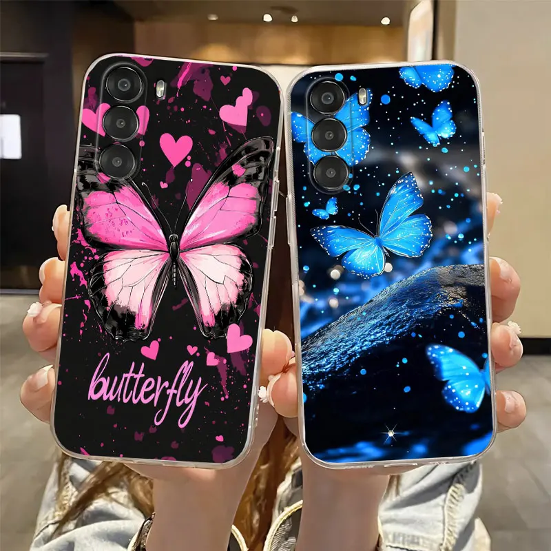 Funda de lujo para ZTE Nubia S 5G, funda transparente para ZTE Nubia S 5G, funda de teléfono de silicona suave transparente, gato, flor, mariposa, mármol