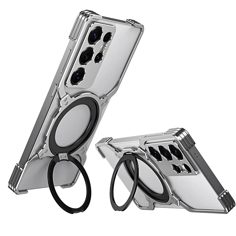 Funda de teléfono de Metal de titanio para Samsung Galaxy S23 S24 S25 Ultra Plus parachoques de aleación de aluminio 360 ° Cubierta del marco de protección de lente magnética