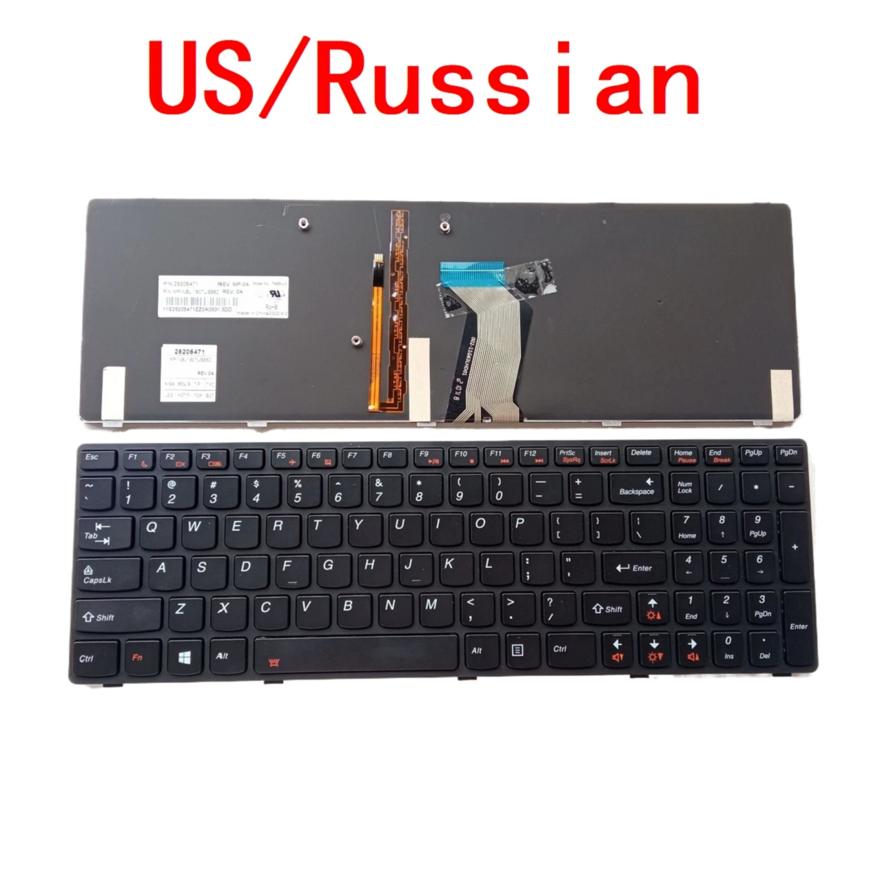 Teclado retroiluminado para portátil Lenovo Ideapad, reemplazo de PC, Y580, Y580N, Y580A, Y590, Y590N, Y580, ruso, nuevo