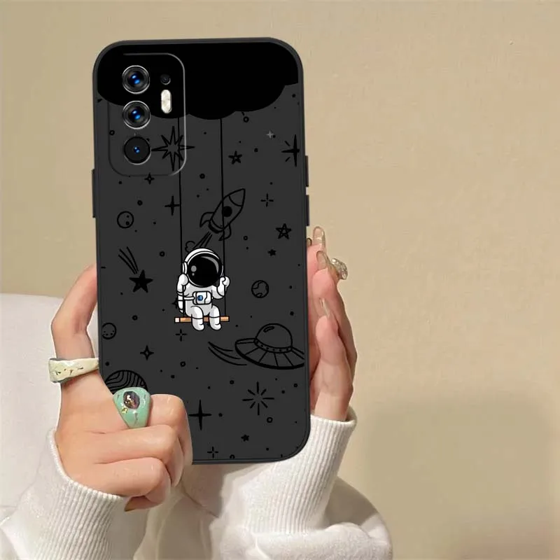 Líneas de dibujos animados de astronauta para OPPO Reno 14, 13, 9, 8, 7 Z T SE Pro Lite Pro Plus 5G, funda de teléfono suave con borde recto - imagen 2