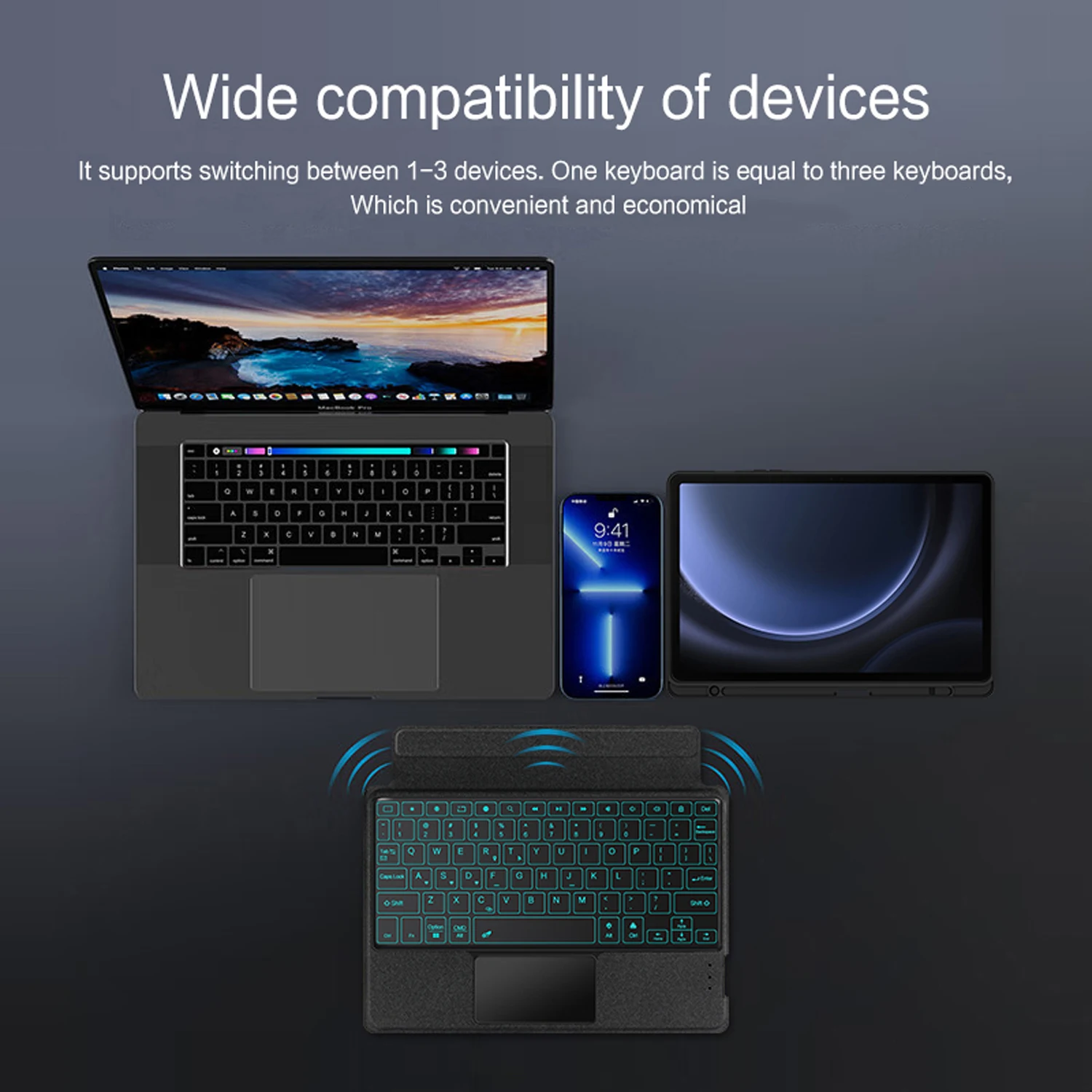 AJIUYU teclado táctil para Samsung Galaxy Tab S9 FE 10,9 "2023 funda Tab S9 FE SM-X510 X516 cubierta de teclado mágico desmontable - imagen 5